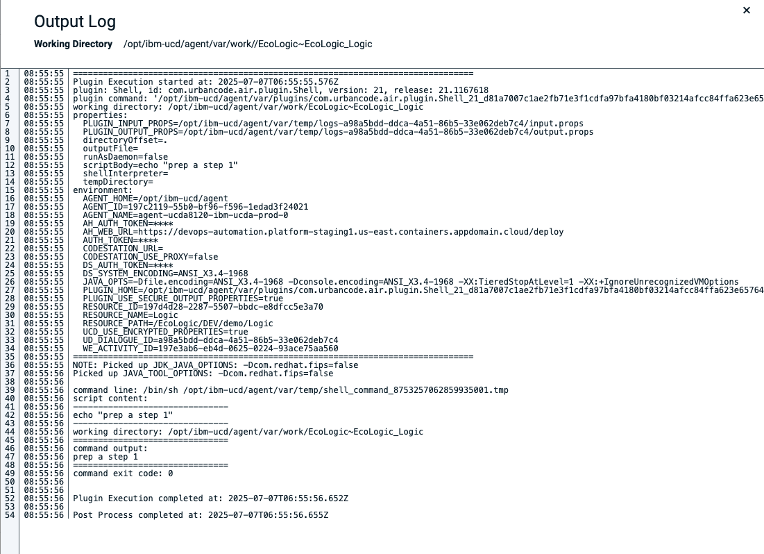 Output of Step