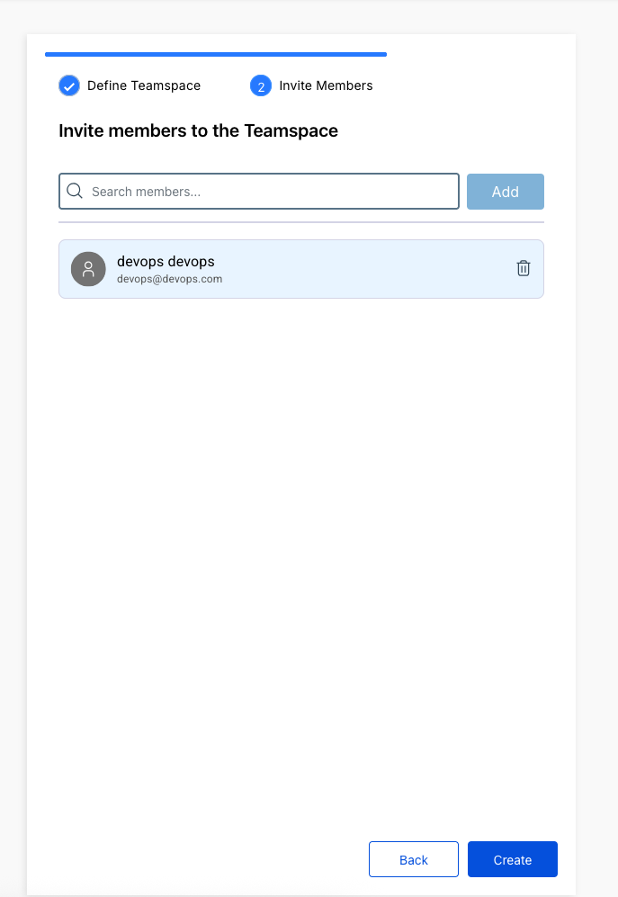 Teamspace - Create New - Member added