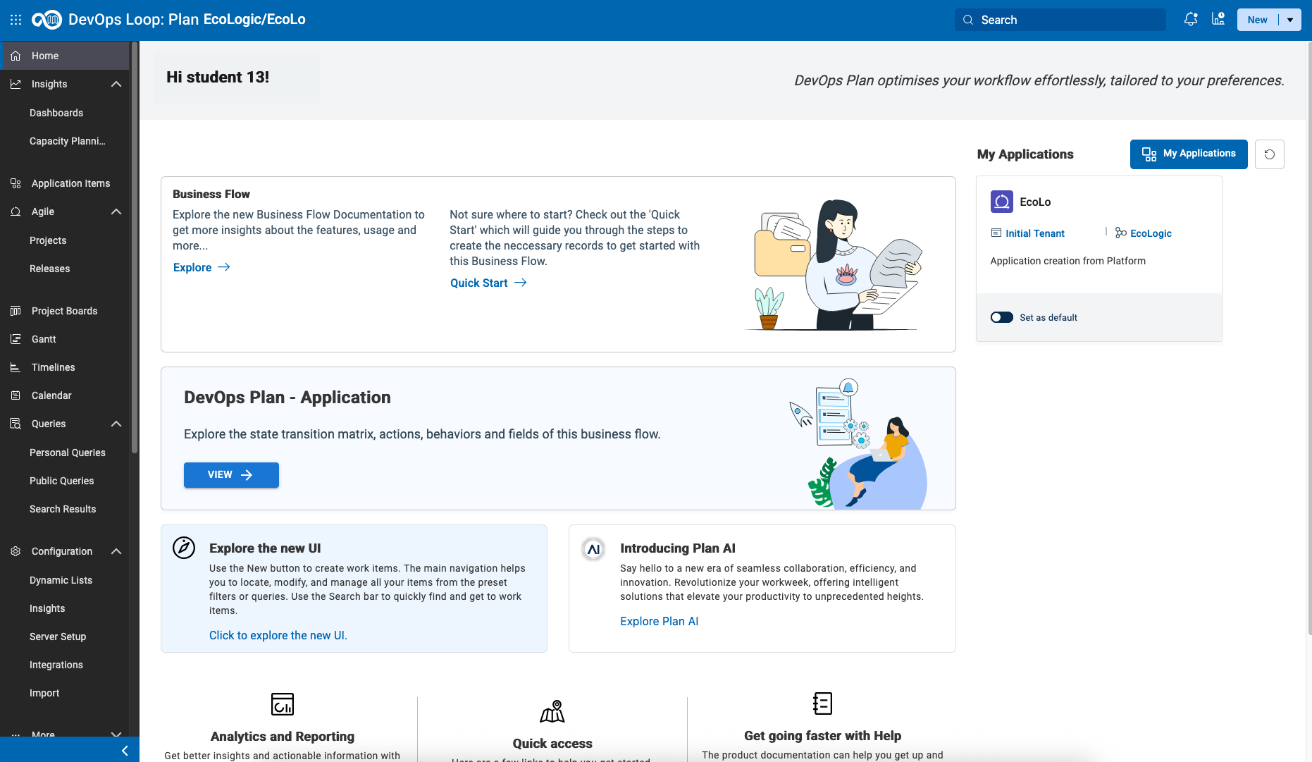 Plan Home page