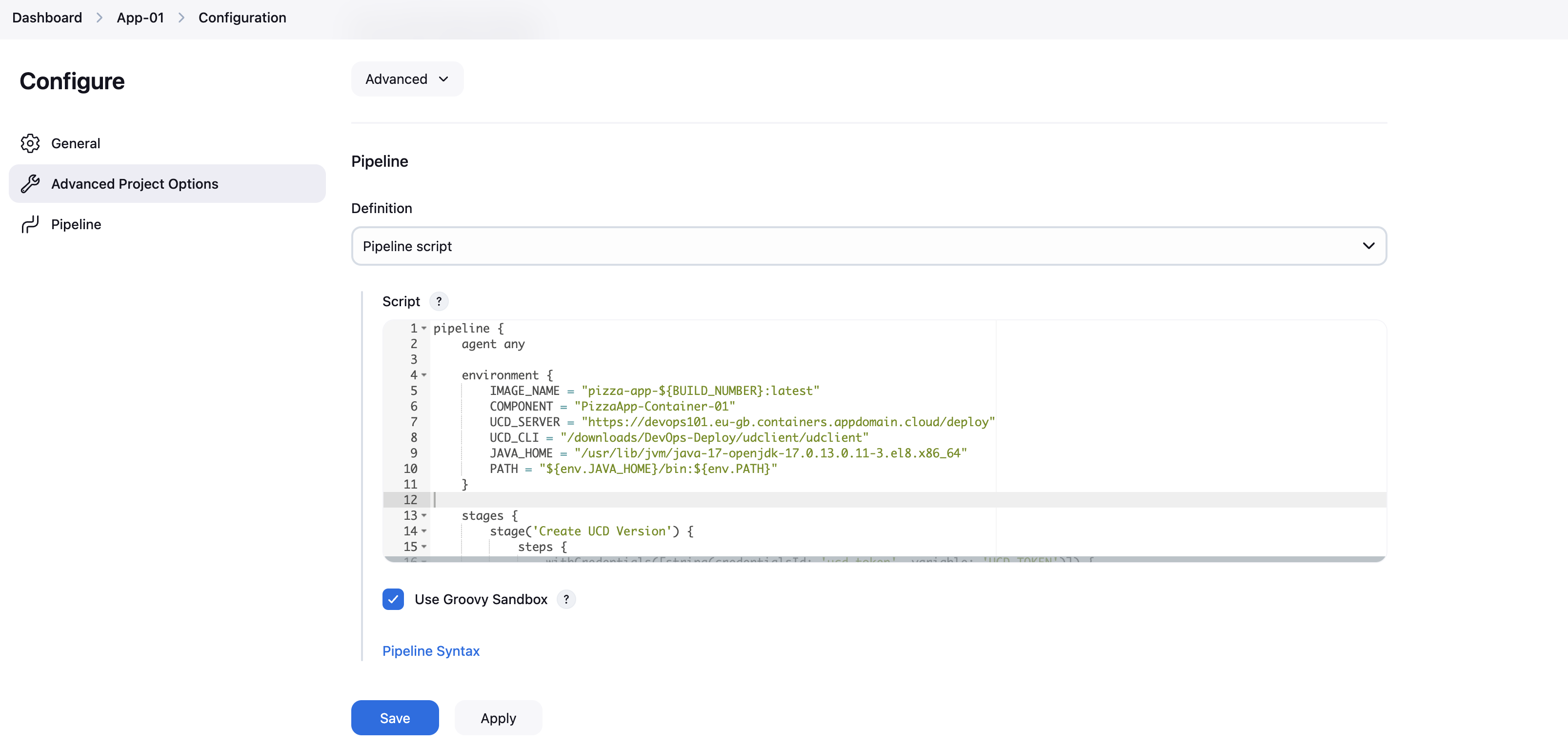 Jenkins pipeline Page