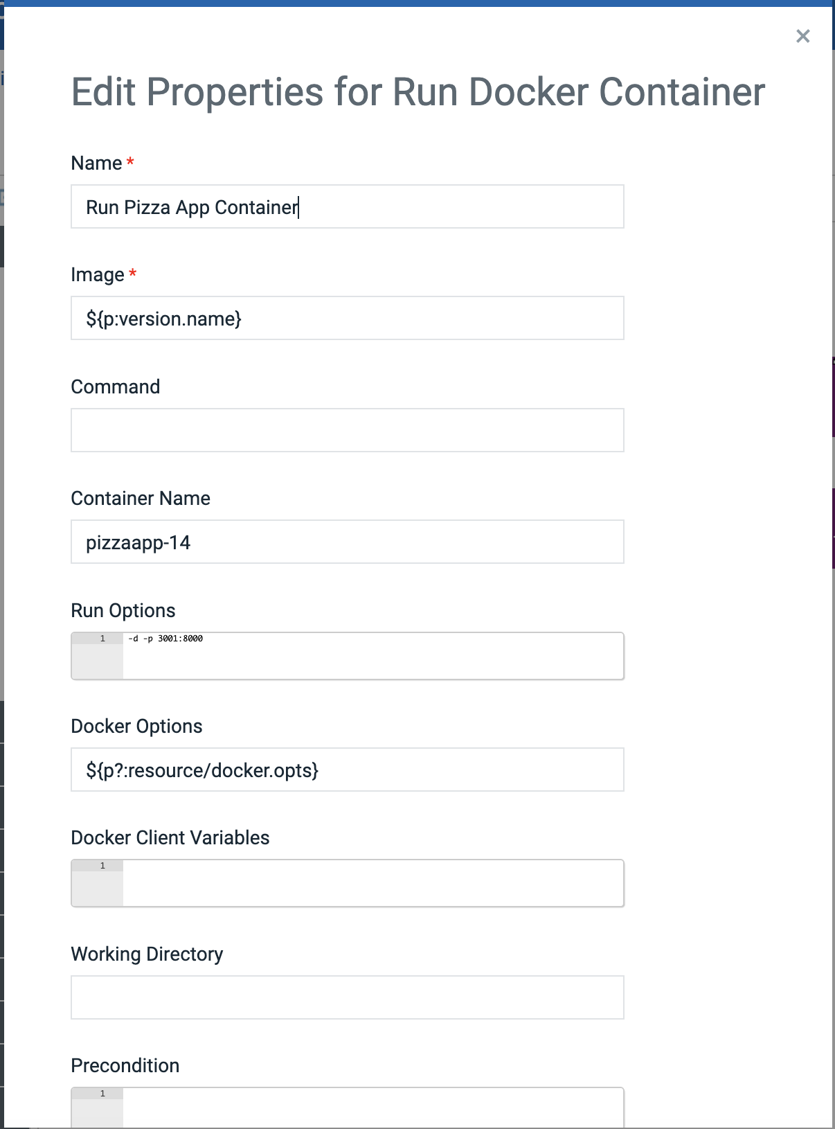 Deploy Run Pizza Container Page