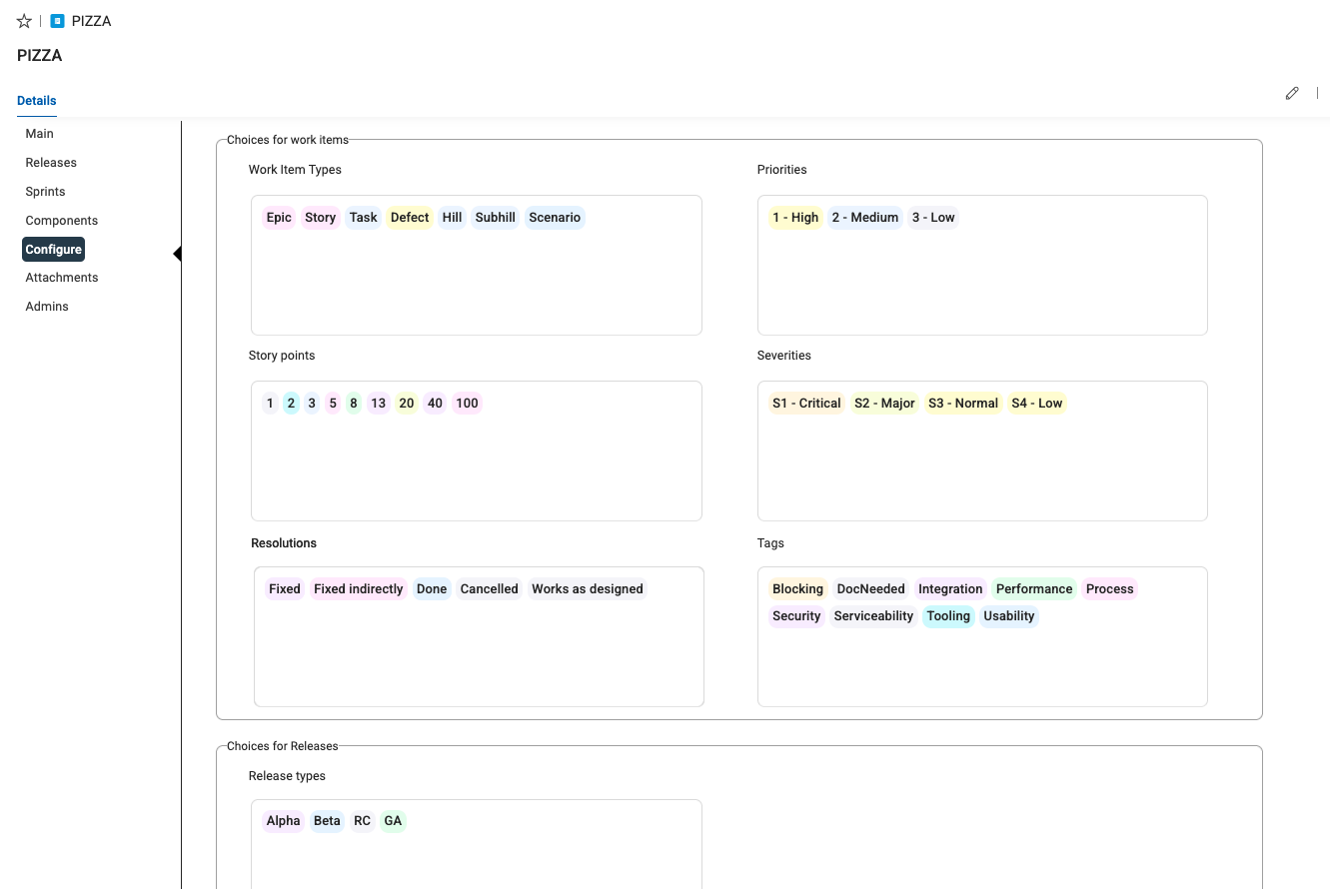 Project configuration