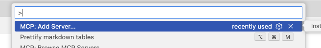 VSCode Command Palette add MCP Server