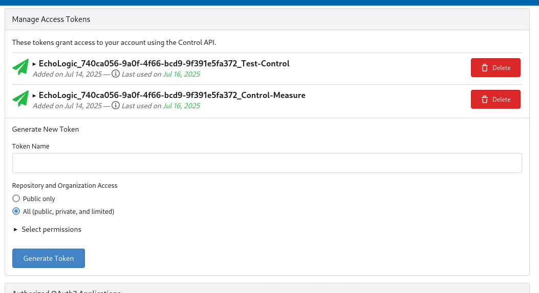Create New Personal Access Token - PAT