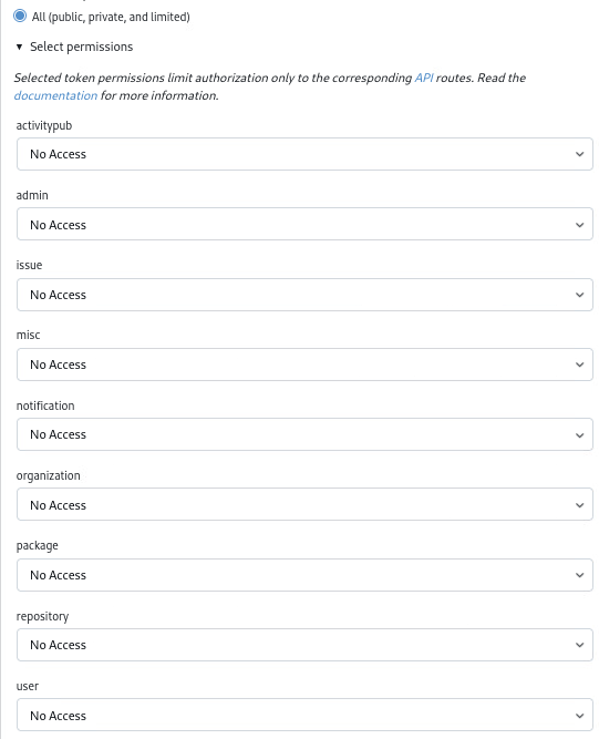 PAT Select Permissions