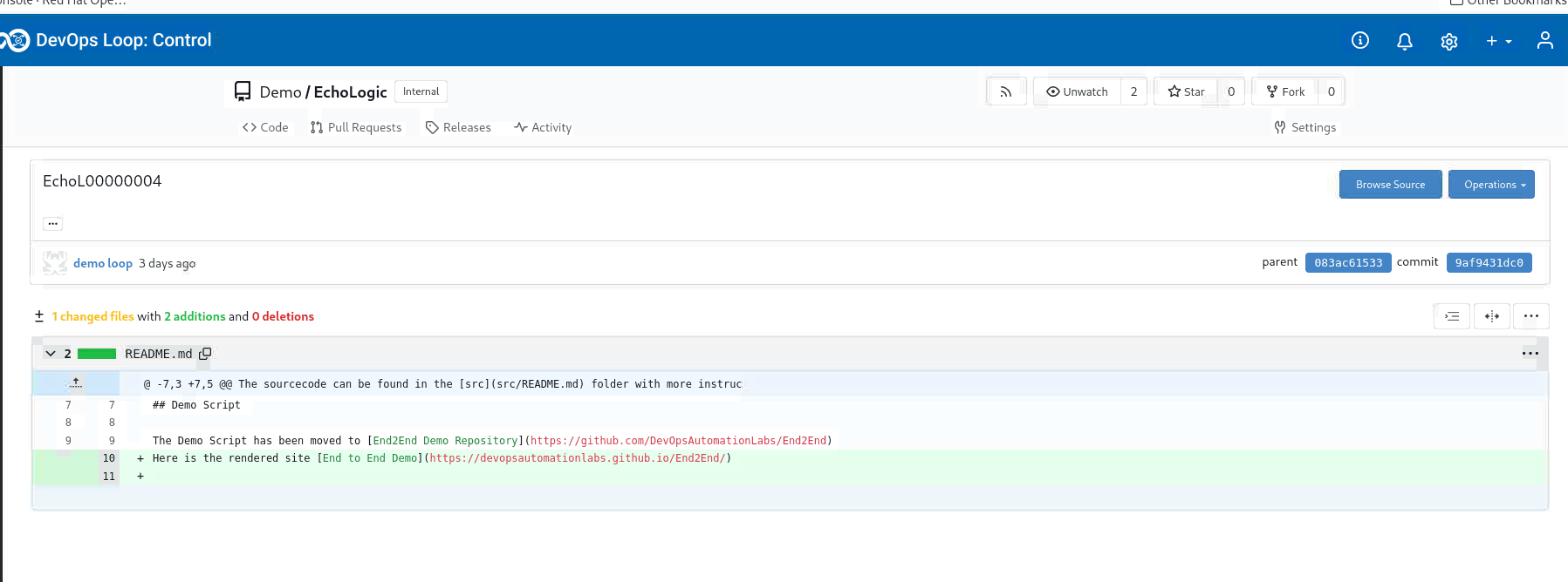 CONTROL - Show Git Commit Details
