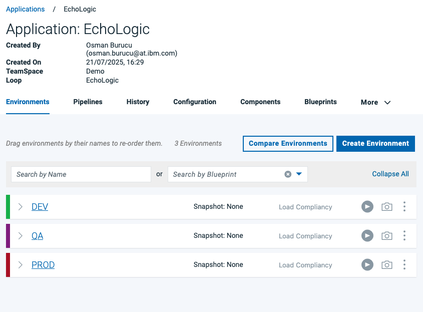 Application View with Env
