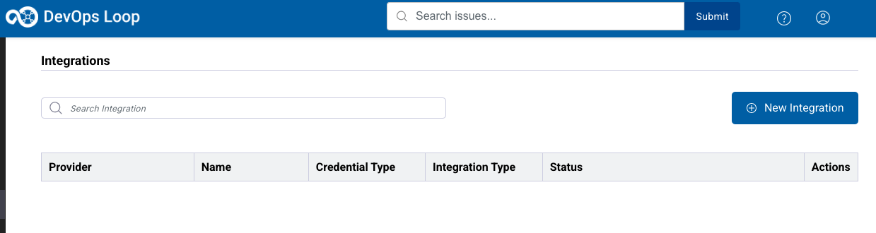 Integrations View with Entry