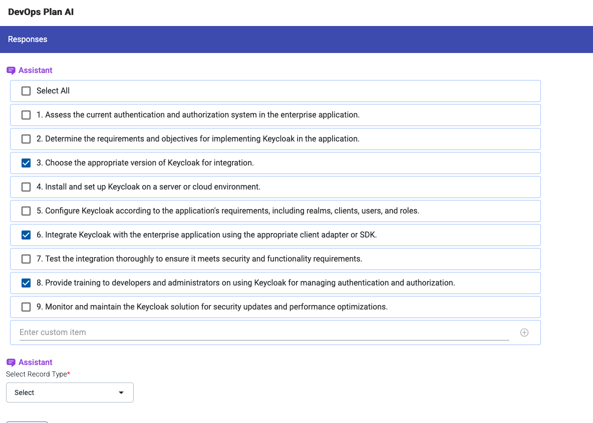 AI Responses selected