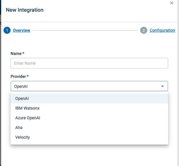 New Integration Dialog 2