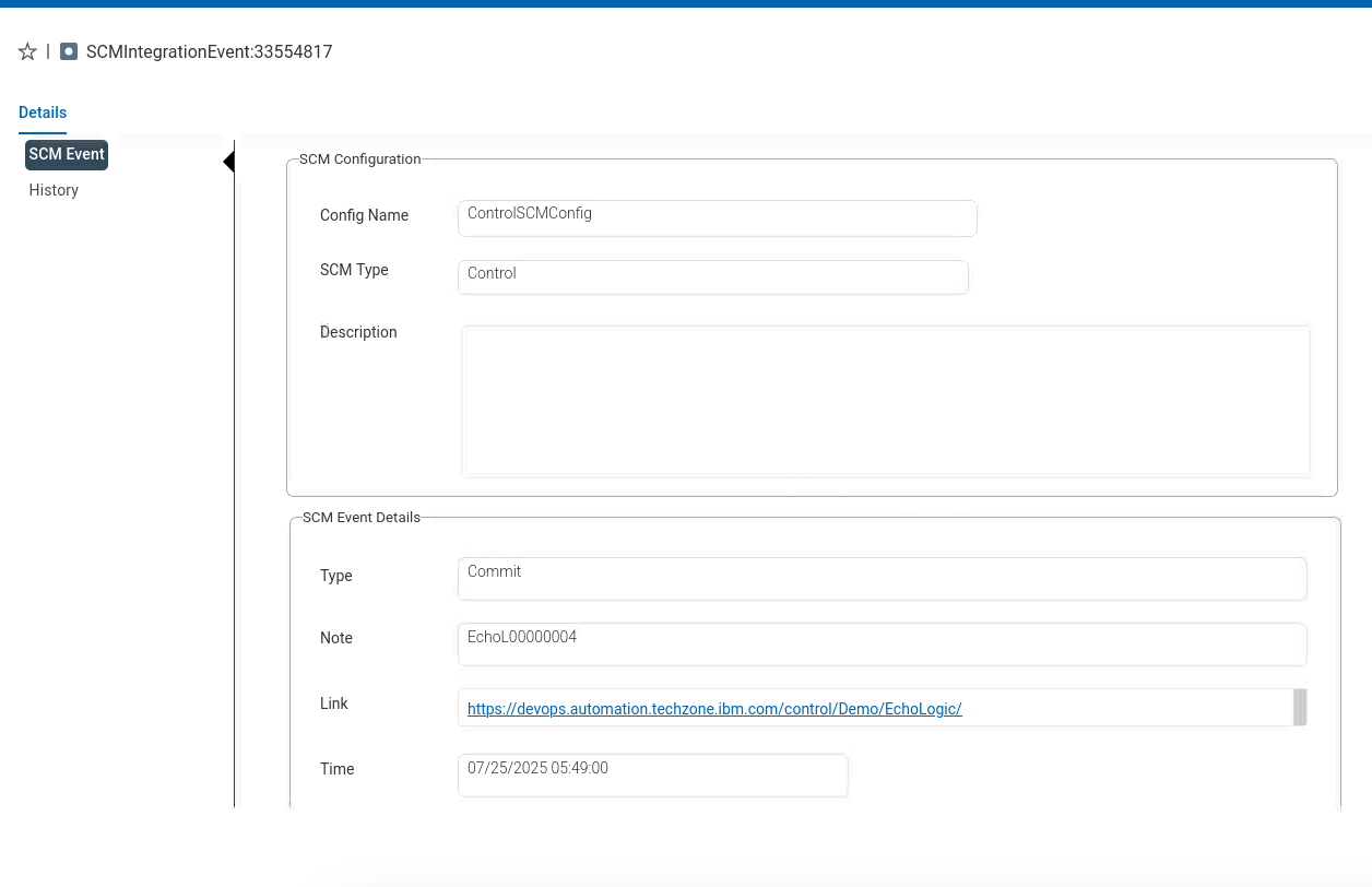 PLAN - Show SCM commit entry