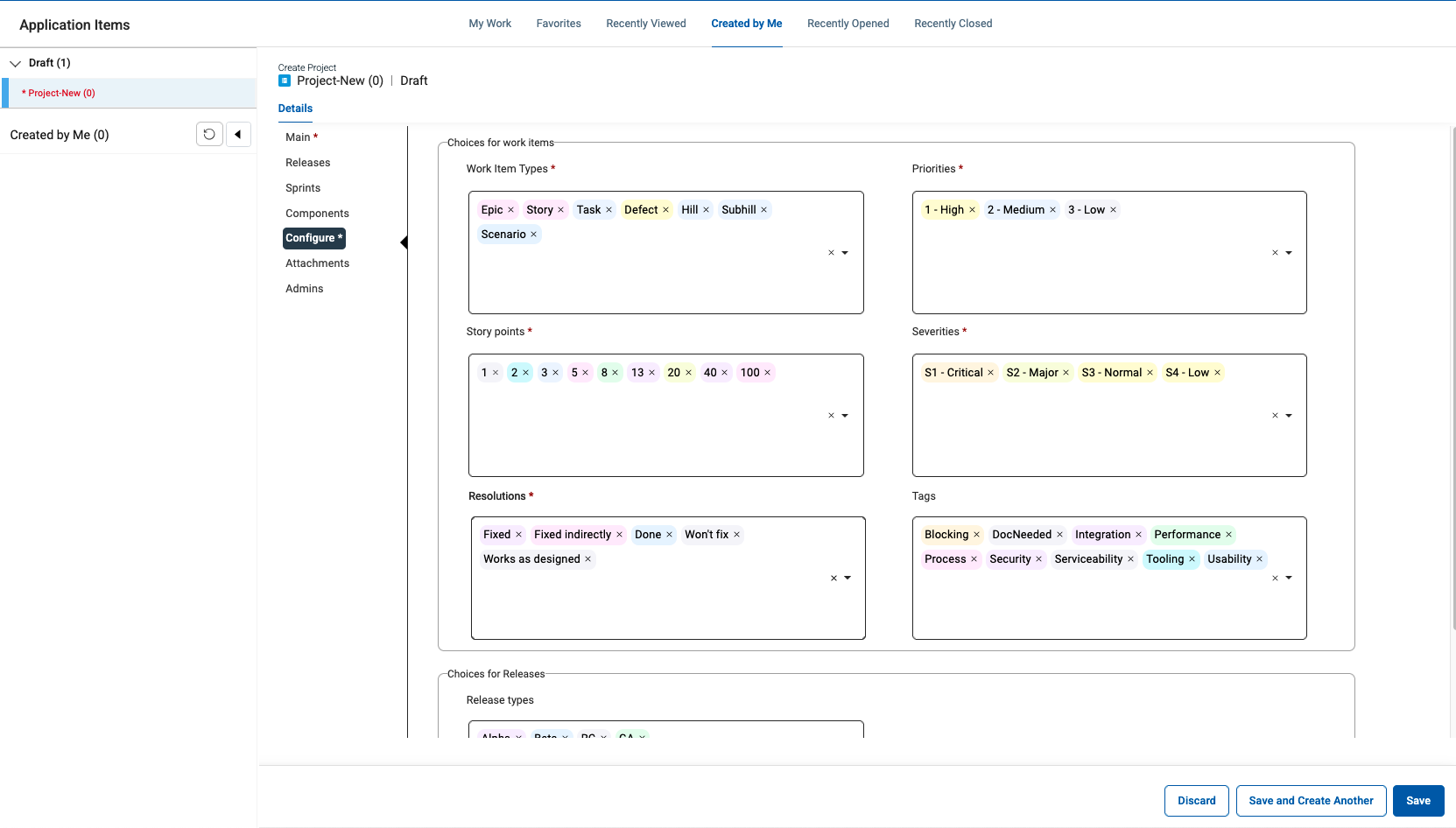 Project Configure first view