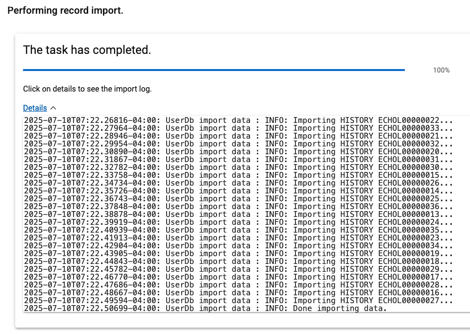 Import Finished