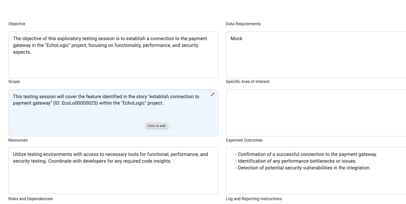 Exploratory Test created