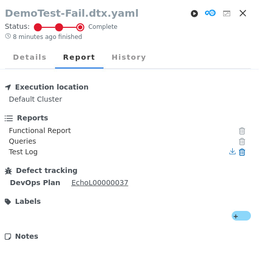 Result Details with Plan Link