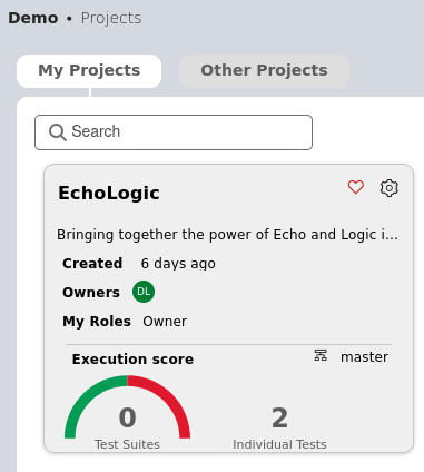 Projectlist is shown