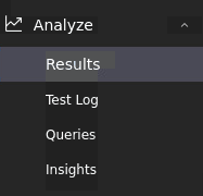Analyze Section menue